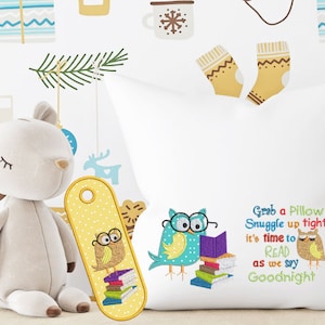 Child’s Reading Pillow Designs OWL – with free ITH Bookmark