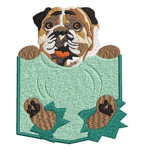 Animaux de compagnie dans votre poche - Bulldog - motif de broderie machine