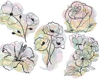 Abstract Floral Embroidery Designs