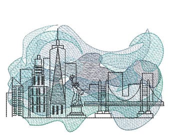 New York Skyline -  Machine Embroidery Design