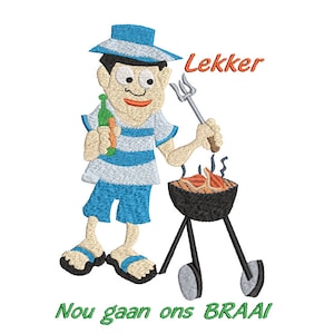 Afrikaans Braai Embroidery Design 2 – Lekker Nou gaan ons BRAAI