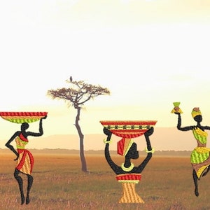 Set of 3 African Lady Silhouettes