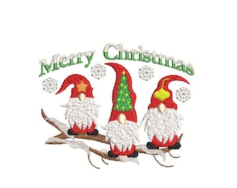 Hanging with my Gnomes at Christmas -  4x4 Machine Embroidery Design