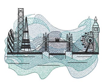 London Skyline -  Machine Embroidery Design