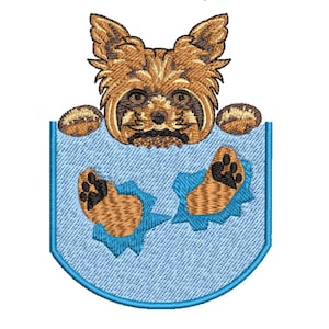 Haustiere in der Tasche - Yorkie - Stickdatei