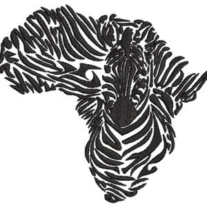 African Continent Zebra -  Machine Embroidery Design