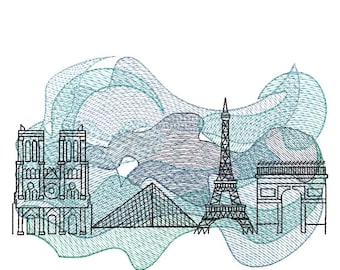 Paris Skyline -  Machine Embroidery Design