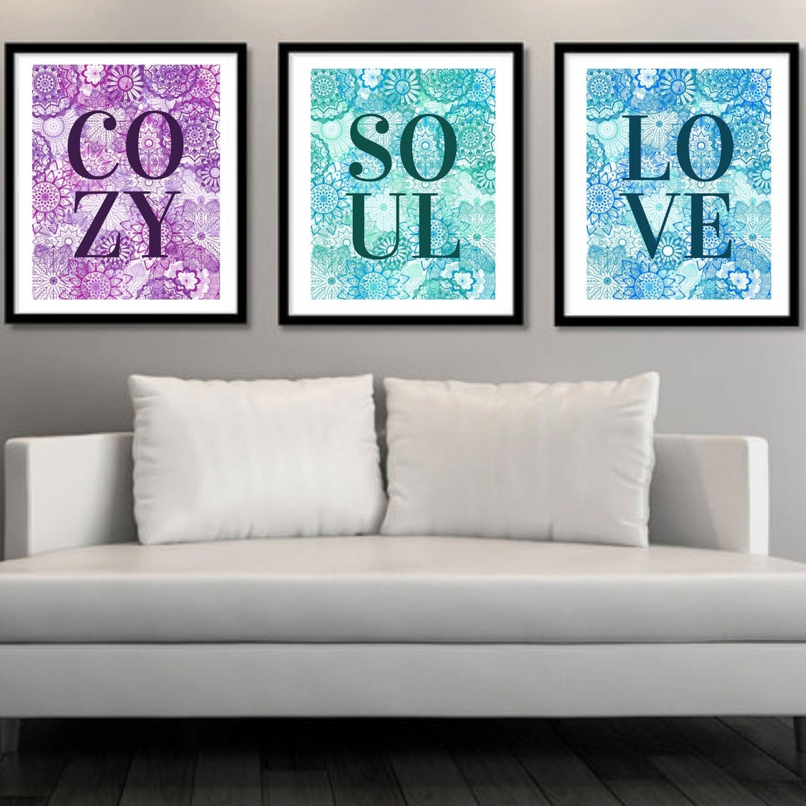 Love Blue Modern Wall Art Home Decor Trendy Poster | Etsy