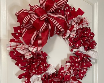 Red Polka Dot Rag Wreath