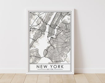 New York City Map – Street Map – Digital Download – Wall Art – Office