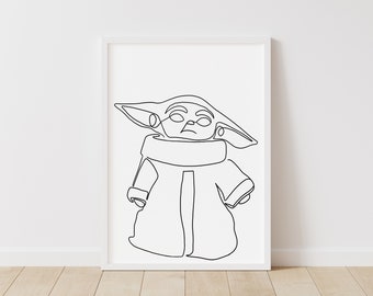 Baby Yoda Line Art Etsy