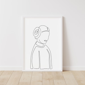 Star Wars Print: Princess Leia – Star Wars Line Art – Instant Download Illustration – Sci-Fi Printable Poster