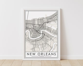 New Orleans, Louisiana Map – Louisiana Map Digital Download – NOLA Printable Street Map