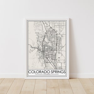 Colorado Springs, Carte du Colorado – Téléchargement numérique du Colorado – Carte des rues imprimable de Colorado Springs