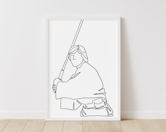 Star Wars Print: Luke Skywalker – Star Wars Line Art – Instant Download Illustration – Sci-Fi Printable Poster