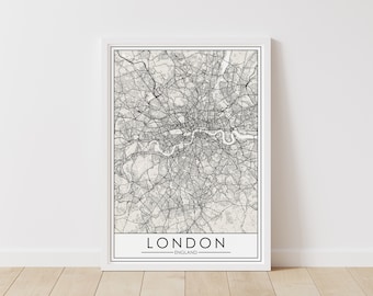 London, England Map – England Map Digital Download – London Printable Street Map