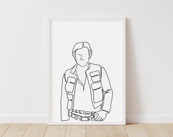 Star Wars Print: Han Solo – Star Wars Line Art – Instant Download Illustration – Sci-Fi Printable Poster