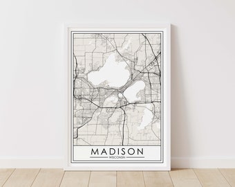 Madison, Wisconsin Map – Wisconsin Map Digital Download – Madison Printable Street Map