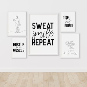 Home Gym Motivation Posters - Quote Art Print - Workout Inspirational Digital Downloads