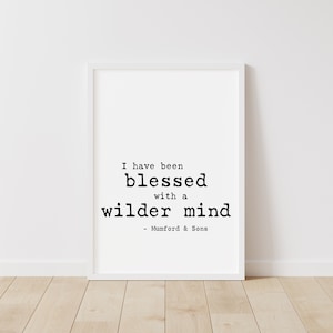 Wilder Mind von Mumford & Son - Zitat Art Print, druckbarer Songtext, digitaler Download