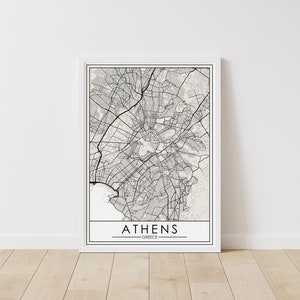 Athen, Griechenland Karte – Griechenland Karte Digitaler Download – Athen Druckbare Straßenkarte