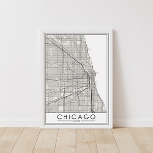 Chicago, Illinois Map –  Illinois Map Digital Download – Chicago Printable Street Map