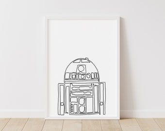 Star Wars Print: R2D2 – Star Wars Line Art – Instant Download Illustration – Sci-Fi Printable Poster