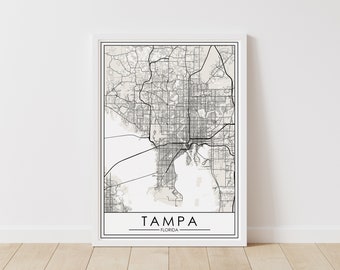 Mapa de Tampa, Florida – Descarga digital de Florida – Mapa de calles imprimible de Tampa