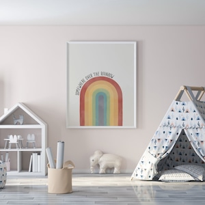 Retro Nursery Art Here Comes the Sun Print Over the Rainbow Download Wonderful World Sketch Art image 3