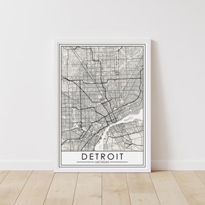 Detroit, Michigan Map – Michigan Digital Download – Detroit City Printable Street Map