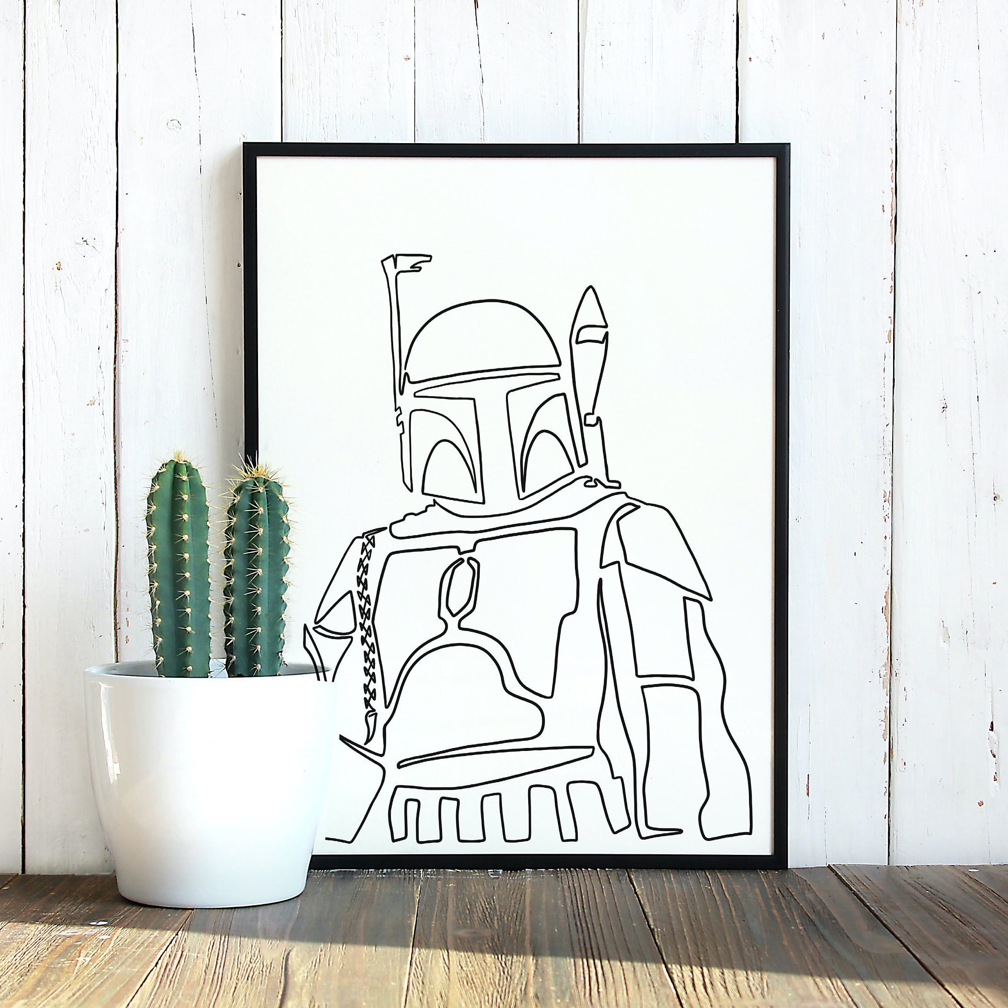 Star Wars Print: Boba Fett Star Wars Line Art Instant | Etsy