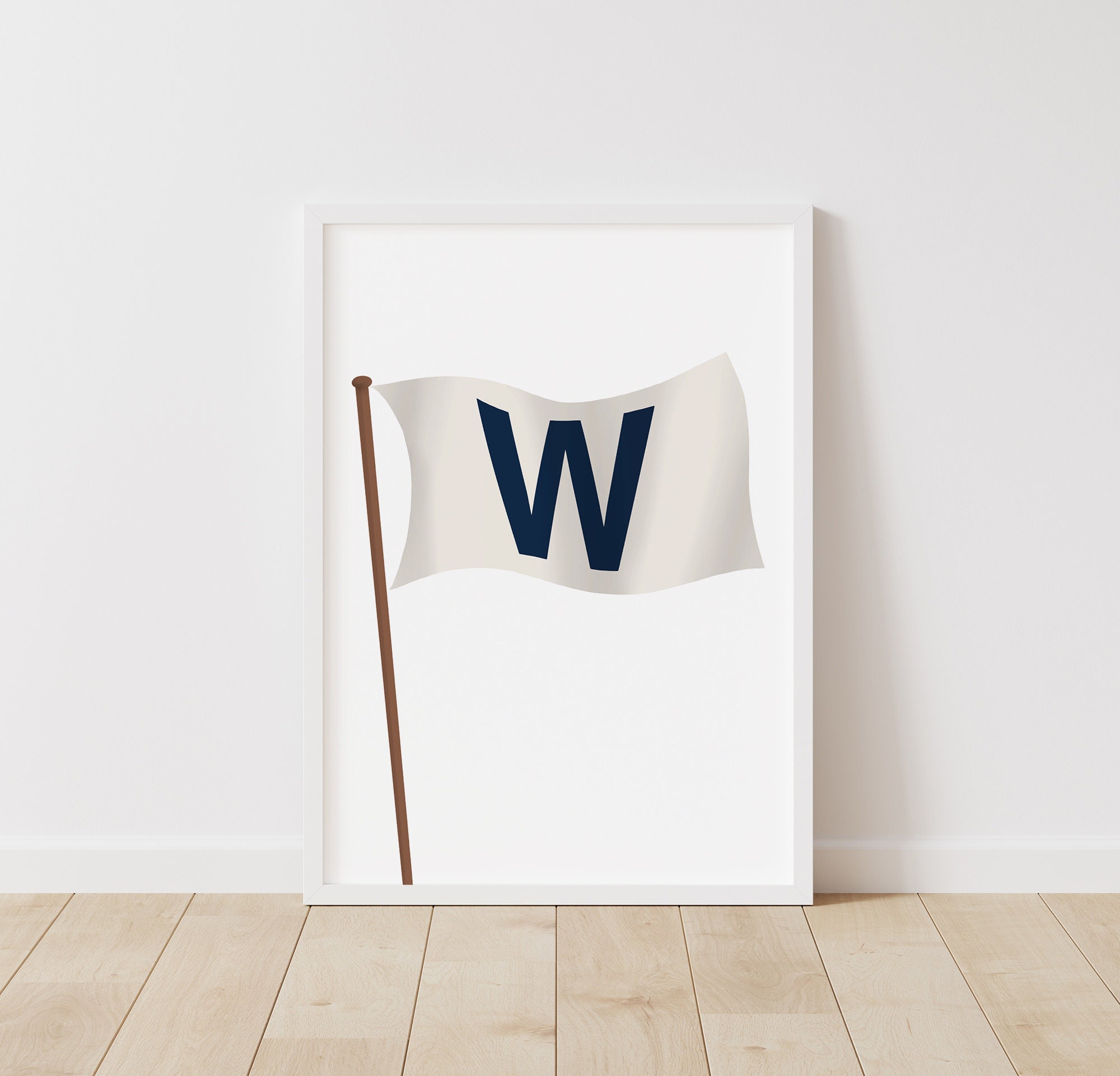 Chicago Cubs "W" Win Flag - 12x18 Inch Stick Flag On Wood Staff, 100D Polyester Fabric