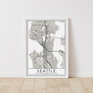 Seattle, Washington kaart – Washington kaart digitale download – afdrukbare stratenplan van Seattle