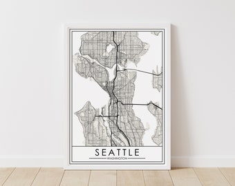 Seattle, Washington Map – Washington Map Digital Download – Seattle Printable Street Map
