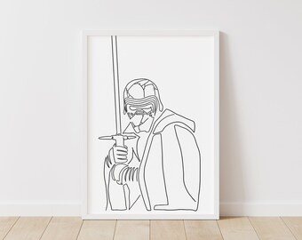 Star Wars Print: Kylo Ren – Star Wars Line Art – Instant Download Illustration – Sci-Fi Printable Poster
