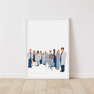 Grey's Anatomy Print – Pop Line Art – Instant Download Illustration – TV Printable Poster