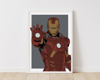 Marvel – Iron Man – Avengers Line Art – Instant Download Illustration – Superhero Printable Poster