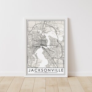 Jacksonville, Florida kaart – Florida digitale download – Jacksonville afdrukbare stratenplan