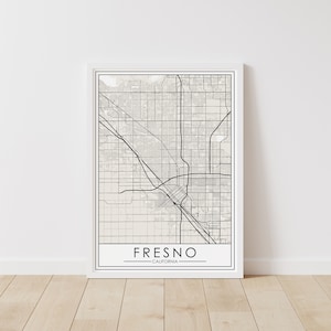 Fresno, California Map – California Digital Download – Fresno City Printable Street Map