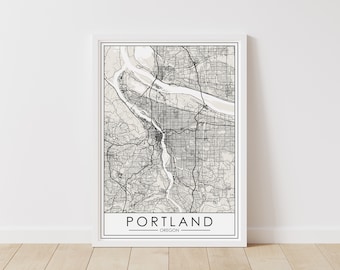 Mapa de Portland, Oregón – Descarga digital de Oregón – Mapa de calles imprimible de Portland