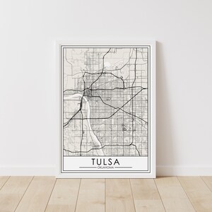 Carte de Tulsa, Oklahoma - Téléchargement numérique de la carte de l'Oklahoma - Plan de rue imprimable de Tulsa