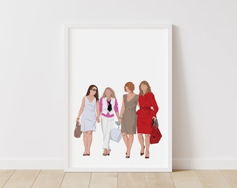 Sex and the City Print – Pop Line Art – Instant Download Illustration – TV Printable Poster