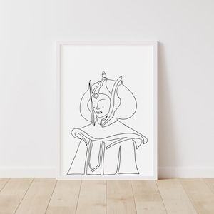 Star Wars Print: Queen Padme Amidala – Star Wars Line Art – Instant Download Illustration – Sci-Fi Printable Poster