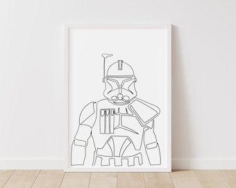 Star Wars Print: Captain Rex – Star Wars Line Art – Instant Download Illustration – Sci-Fi Printable Poster