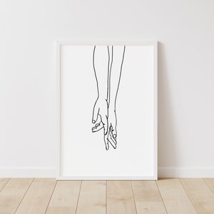 Holding Hands Line Art – Two Hands Print – Couple in Love Digital Download