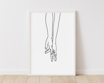 Holding Hands Line Art – Two Hands Print – Couple in Love Digital Download