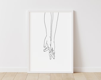 Holding Hands Line Art – Two Hands Print – Couple in Love Digital Download