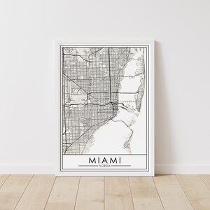 Kaart van Miami, Florida – Florida digitale download – afdrukbare stratenplan van Miami