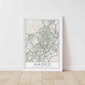 Madrid, Spanien Karte – Spanien Karte Digitaler Download – Madrid Druckbare Straßenkarte