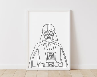 Star Wars Print: Darth Vader – Star Wars Line Art – Instant Download Illustration – Sci-Fi Printable Poster